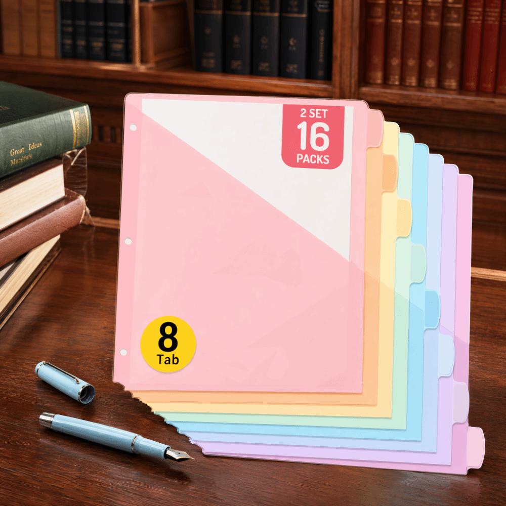 Pastel Colors Loose Leaf File Organizers Durable Tab Dividers Clear Binder Dividers for Office