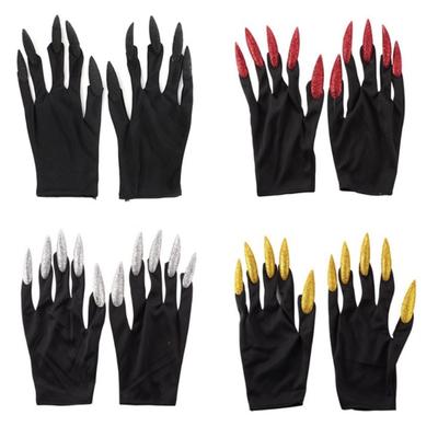 Scary Fingernails Claw Gloves with Shining Long Nails Party Decorations Props