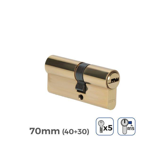 Cylindre De Porte 70mm (40+30mm) Largeur De Came R15 5 Clés De Sécurité Inclus Edm