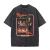 Washed Purple Retro Halloween Witch Cauldron Jack O Lantern Loose Tee