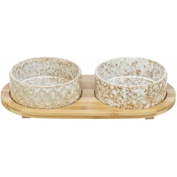 Wassernapf - TRIXIE - Keramik/Bambus - Weiß - Innenbereich - Hundefutter