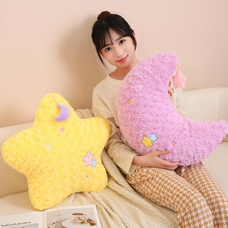45Cm Fantastic Moon Star Pillow Stuffed Pink Purple Yellow Sky Cushion Decor Plushie For Sofa Chair Home Party Prop Gift