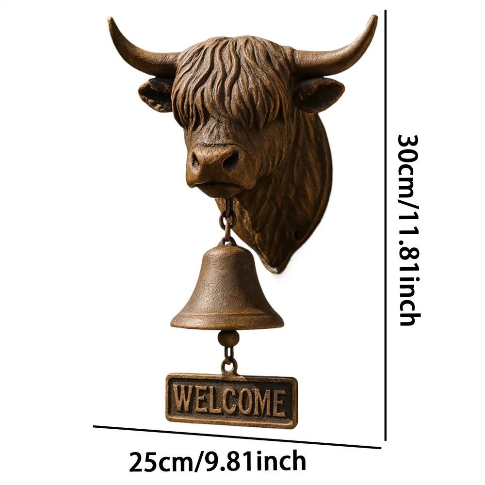 

Welcome Bell Resin Cow Shape Mounted Decor, Farmhouse Bell for Front Door for Home Garden Farmhouse Front Porch Outside Decor коричневый