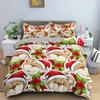 Santa Claus Pattern Bedding Set Christmas Deer Duver Cover Set for Kids Boys Girls Quilt Cover Queen Polyester Comforter Cover