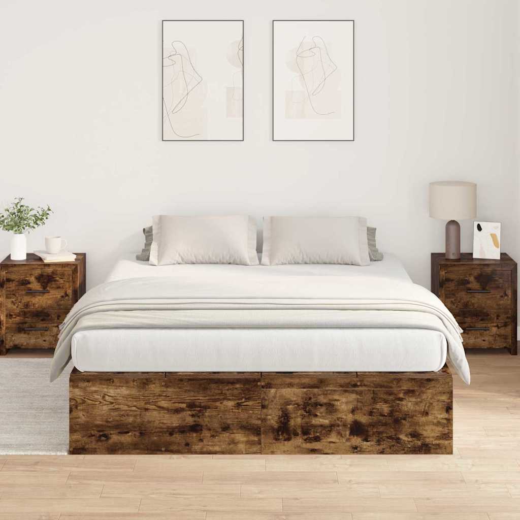 Storage Bed Frame Smoked Oak 150 X 200 Cm
