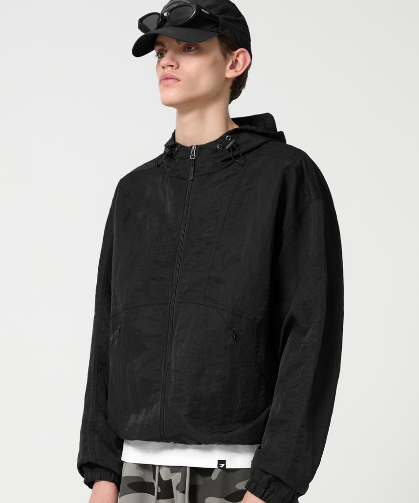 Trillion 2Way Light Sheer Hoodie Windbreaker_Black