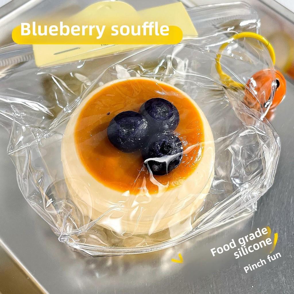 Food Grade Silicone Blueberry Souffle Stress Relief Toy With Anime Character For Kids And Adults