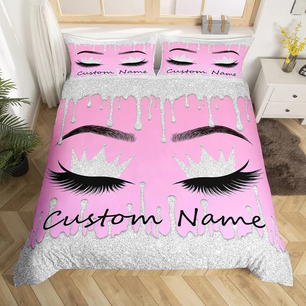 Custom Bedding Set Custom Name Mermaid Duvet Cover Set Personalized Girly Rainbow Gradient Mermaid Comforter CoverGirls Gifts