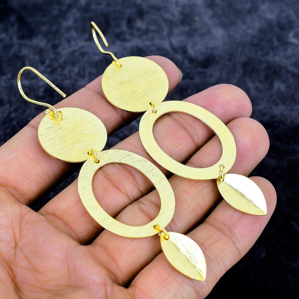 Golden Look Gemstone Handmade 925 Sterling Silver Jewelry Earring 3.82" M-3377