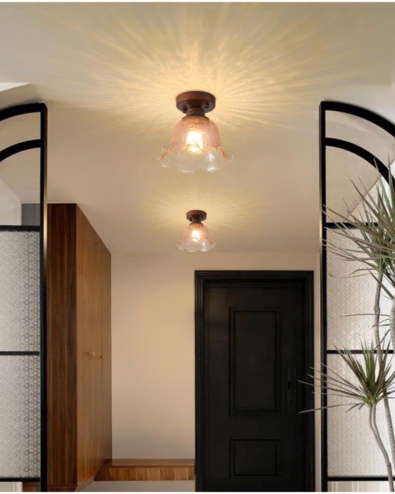 Vintage Chinese Corridor Light: Elegant Glass Ceiling Fixture for Entryway, Balcony, or Closet