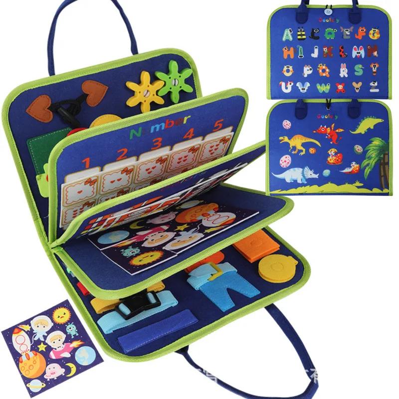 Kids Montessori Suitcase Toys Educational Learning Buckle Training Essential Baby Busy Board Sensory Intelligence Developing