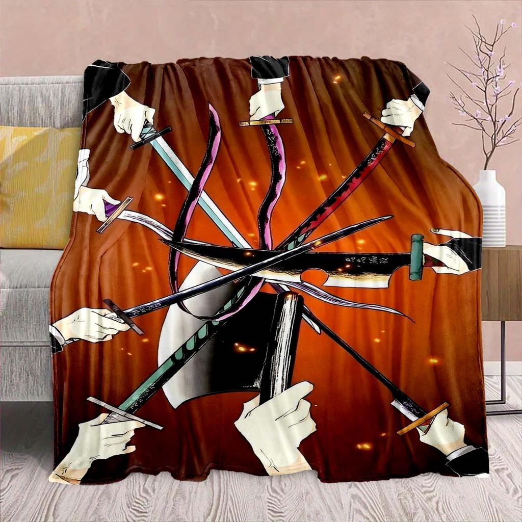 Demon Slayer Anime Flannel Blanket - Soft Warm Perfect for Sofa, Bedding Camping Travel Office Home Decor