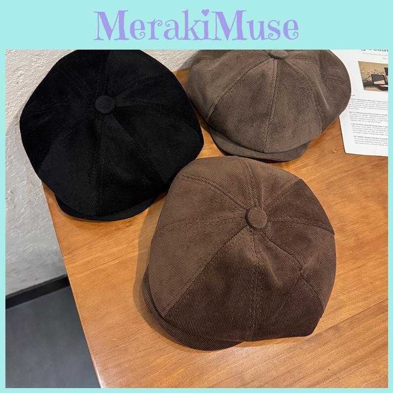 Color Corduroy Solid Beret Cap With Sun Protection Warmth For Adult Fashion Gift