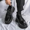 Nye Oxfords for menn Svart lakkskinn Snøring Rund tå Herresko Formelle Business Håndlaget