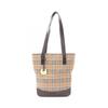 Used Hay Market Check Tote Bag Canvas Leather Beige Brown Multicolor Used Women