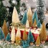 9/36pcs Mini Christmas Tree Artificial Miniature Pine Tree Wood Base Xmas Tabletop Ornaments DIY Craft New Year Party Decoration