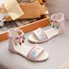 New Girls' Sandals Summer New Versatile Ethnic Style Princess Shoes, Big Children's Tassel Soft Sole Student Roman Shoes Flat