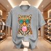Trendy Leopard Unisex T Shirt Bubblegum Sunglasses Big Cat Graphic T Shirts Retro Animal Printed Tshirt Cotton Short Sleeve Tops