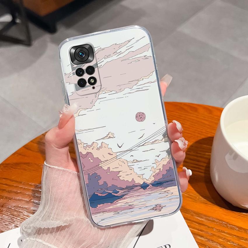 Para Redmi Note 11 11S 11T 12 12S Pro Plus Turbo Capa de Telefone Padrão de Laço Rosa Bonito Silicone Transparente de Alta Qualidade Capa Antiderrapante Para Carcaça Redmi