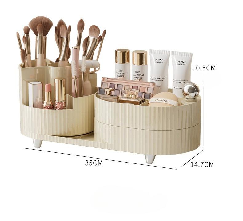 Cosmetic Organizer Makeup Storage Box Desktop Dustproof Rotating Pen Holder Layers Large Capacity Jewelry Lipstick Makeup Boxes