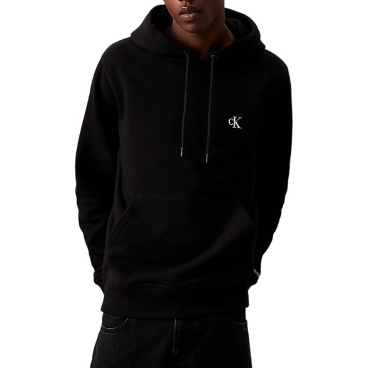 Calvin Klein Solid Color Letter Hoodie Long Sleeve Sweatshirt Men Tops Black J30J315713-BAE