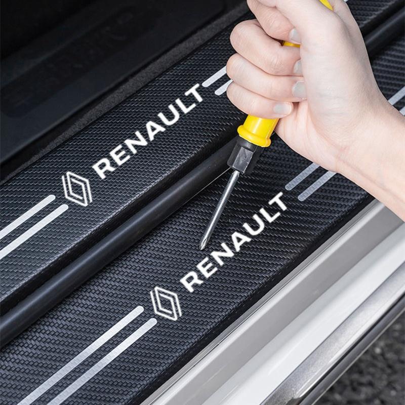 Radkappen Auto Logo Schwellerleiste Türschweller Schutz Aufkleber Für Neuen Renault Clio Megane Trafic Captur Master Logan Kangoo Staub