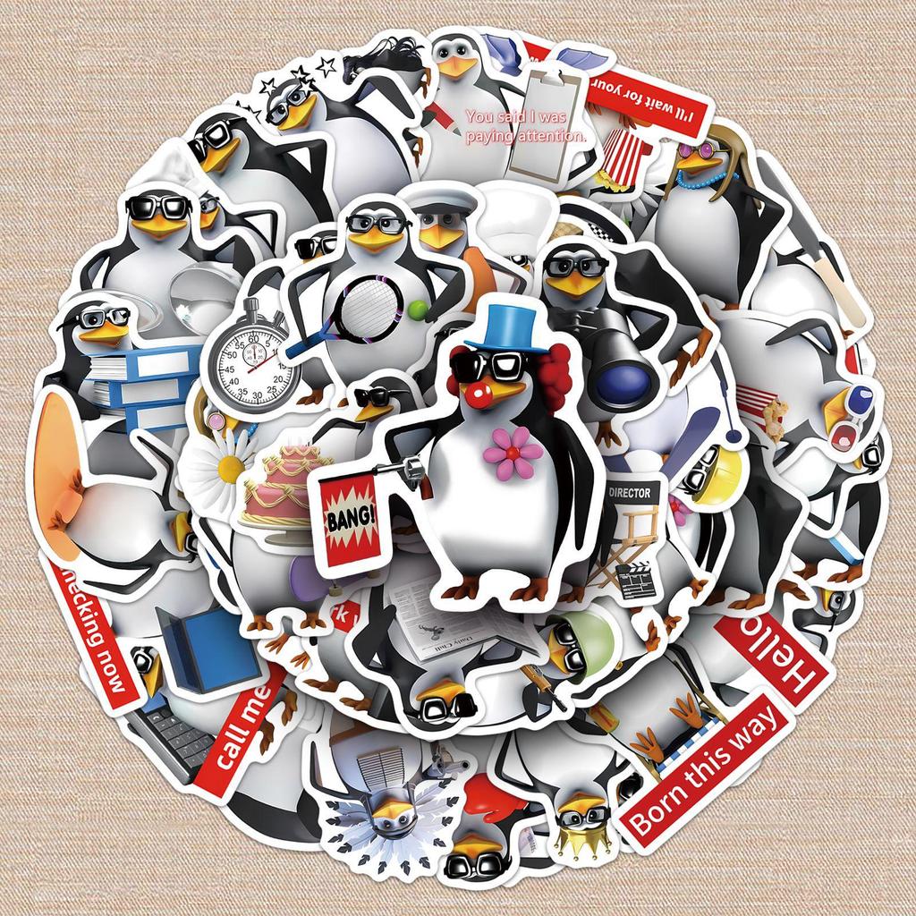 50 William Tell Penguin Stickers, AI Dance Emoticons, Abstract Helmet Phone Decals, Sheets