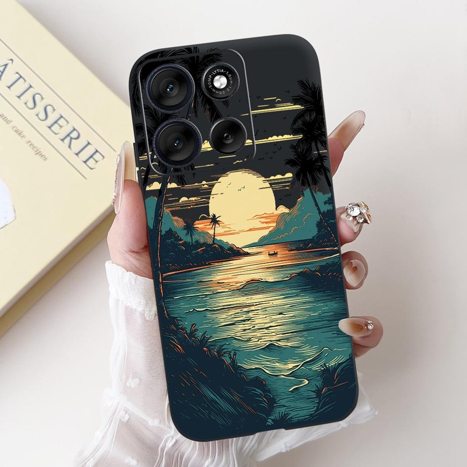 Per Motorola Moto G86 G56 2025 Custodia Moda Fiore Tramonto Cartone Animato Morbido Silicone Protettiva Copri Telefono Per MotoG56 MotoG86 Custodie