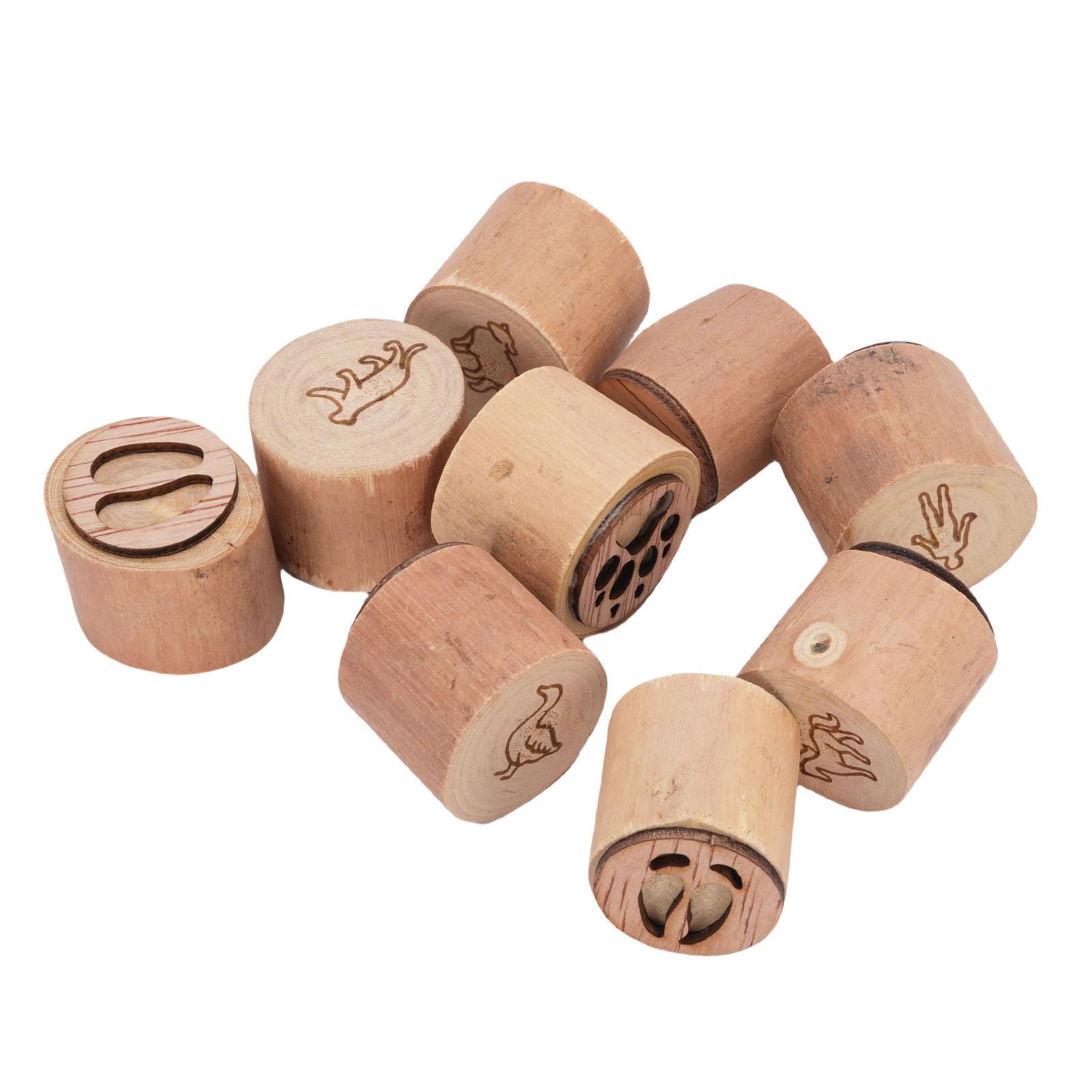 

9PCS Animal Pattern Stamps Sandal Wood Multifunctional Decorative Animals Print Stamps for Scrapbook