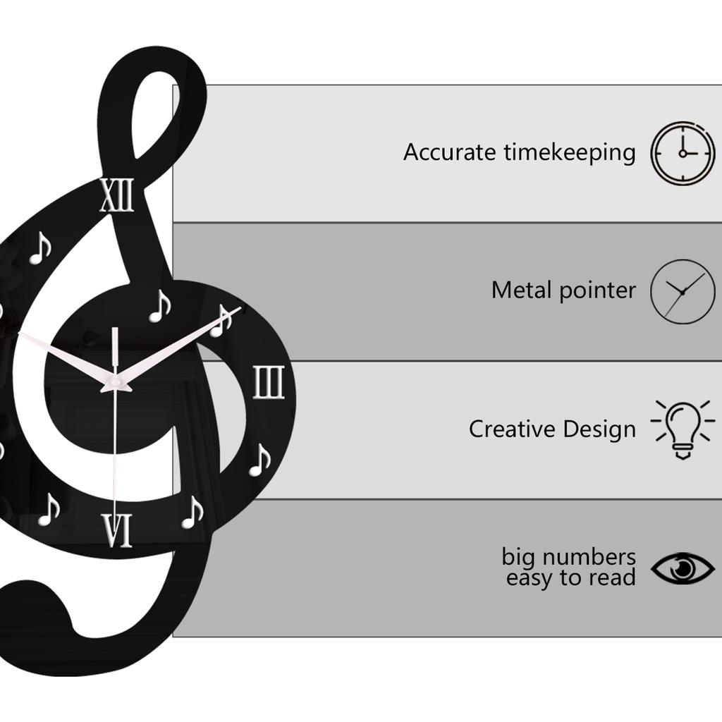 Artistic Roman Numerals Wall Clock Quiet Not Ticking Acrylic Analog Black Hanging Clock Contemporary Homes Office Decors