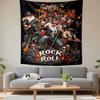 Rock N Roll Tapestry Wall Hanging, Retro Rock Music Poster Art, Music Wall Decor for Bedroom Living Room Dorm
