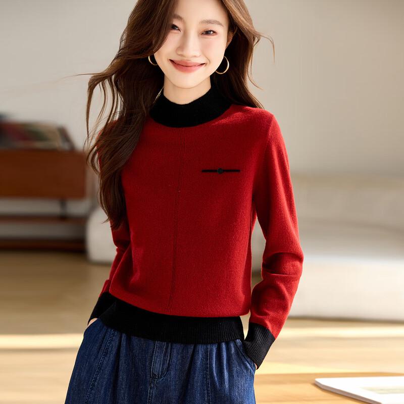 

Women s 100% Wool Mock Neck Sweater L