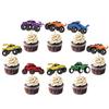 Monster Road Off Vehicle Pattern Party Cake Glitter Paper Plugin Decoration