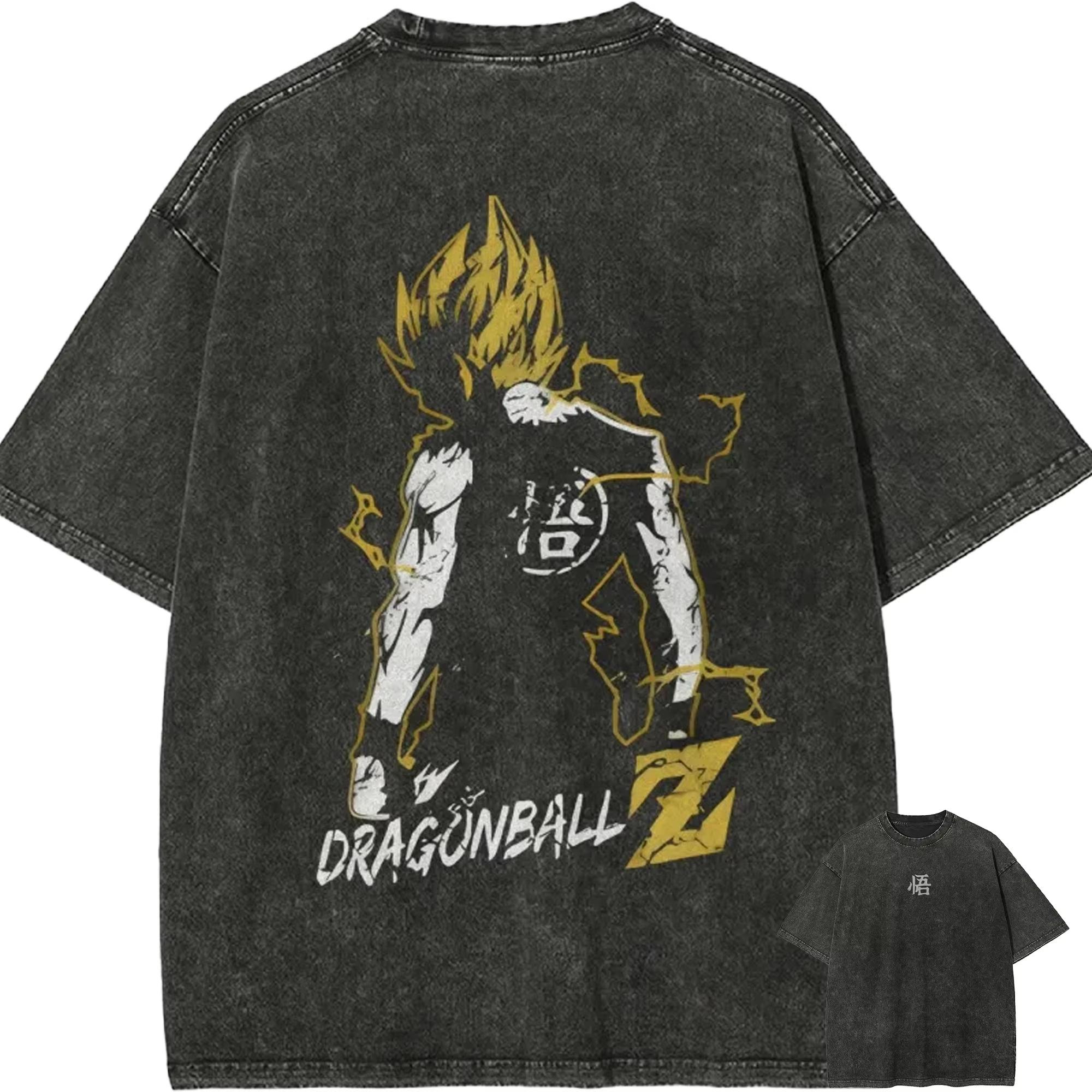 

Goku Kanji Mens SuimmerT Shirt Dragon Ball Z Anime Men Vintage Acid Wash Cotton Streetwear Super Saiyan Graphic Tees XL