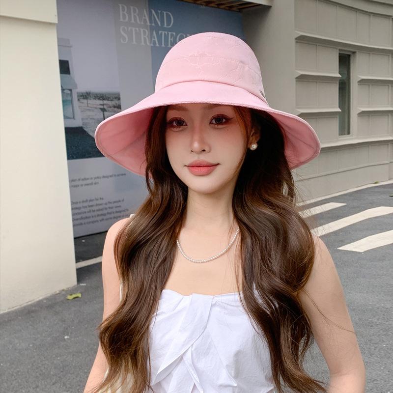 Summer hat women's versatile empty top hat holiday wind show small face big edge sun protection sun hat thin