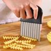Stainless Steel Potato Chip Slicer Vegetable & Fruit Crinkle Cutter Wavy Kitchen Knife Chopper French Fry Maker Tool Gadget