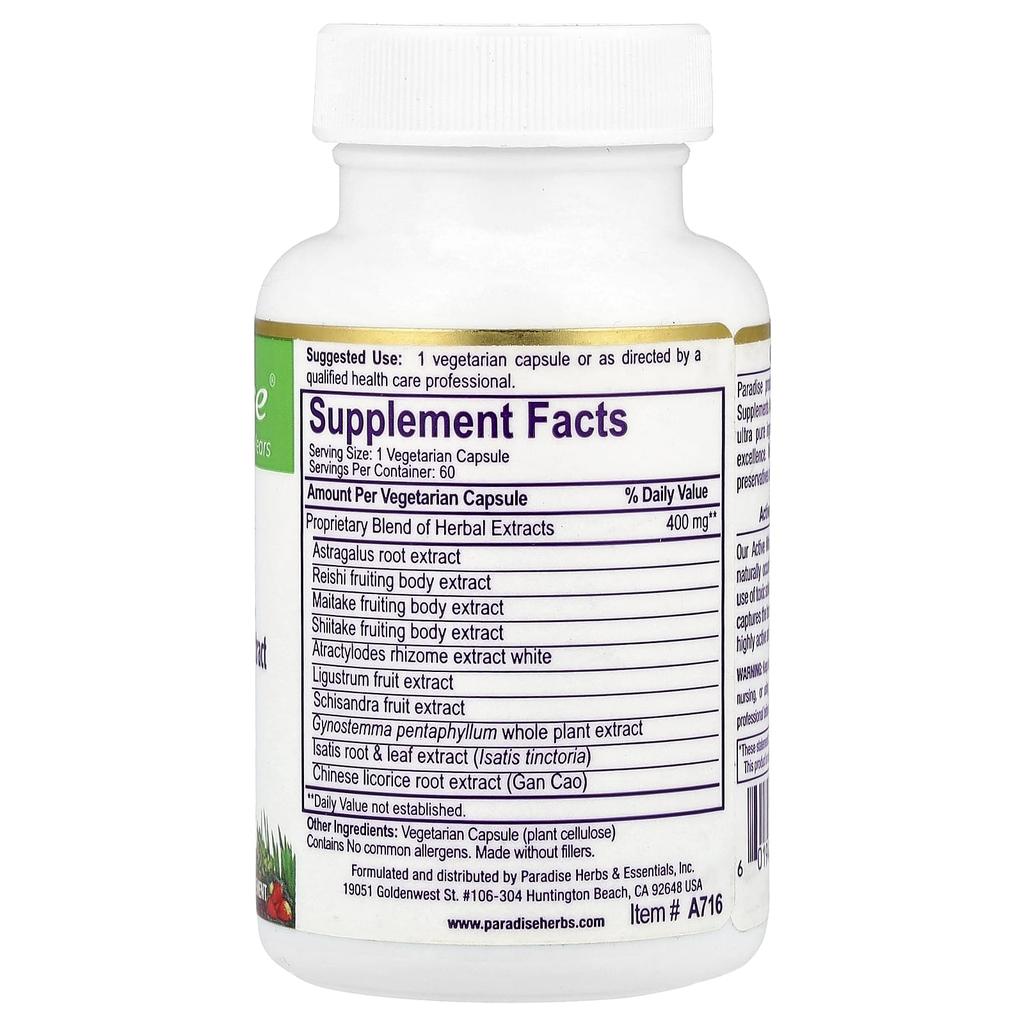 Astragalus membranaceus, Reishi mushroom, Leafy mushroom, Veggie capsules 60 tablets