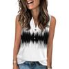 Women's Casual Fashion Summer Color Block Stitched Print Tank Top V-neck Sleeveless Button Top