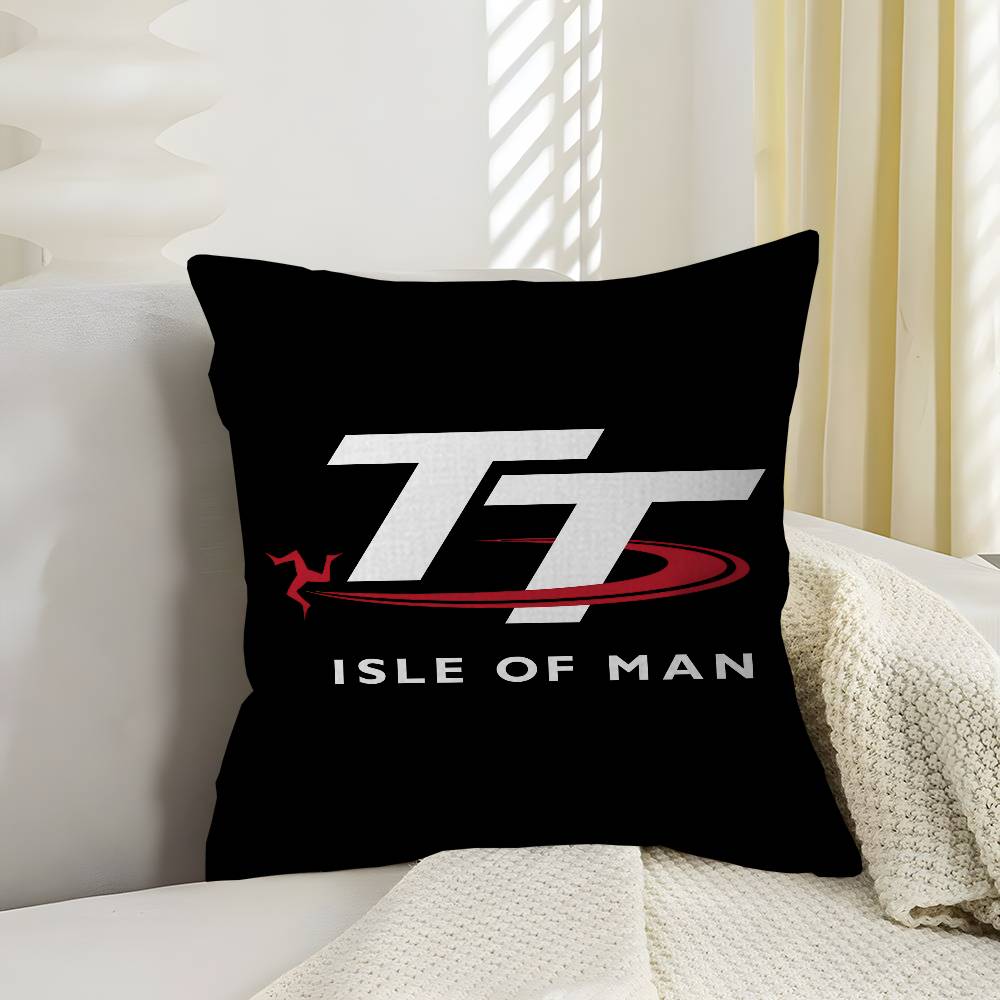 Motorcycle I-Isle Of Man Tt Cushion Cover Inches Farmhouse Decor Home Throw Pillow Covers For Couch Decorations
