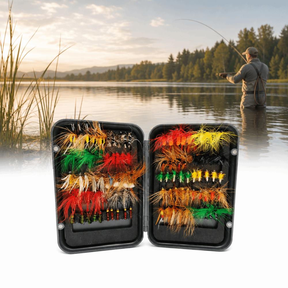 100PCS Handmade Fly Fishing Kit Lightweight Fly Fishing Lures Fly Fishing Flies Kit  Trout Fishing