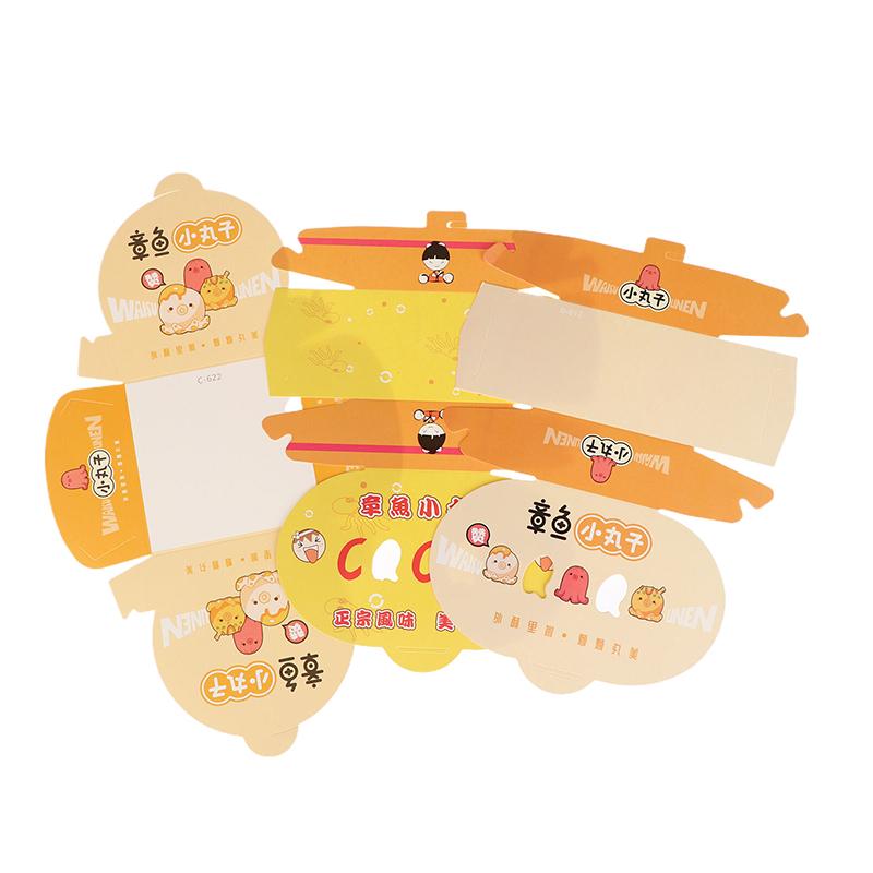 100Pcs Disposable Octopus Ball Packaging Box Japanese Street Food Takoyaki Takeaway Snack Fruit Box Packing Paper Container