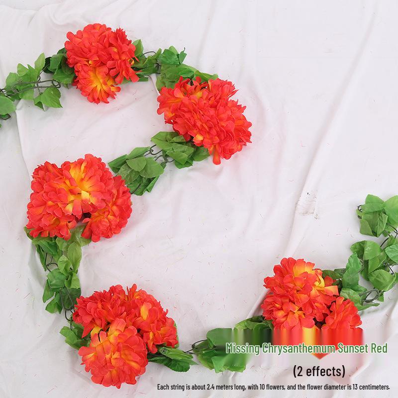 Artificial Chrysanthemum Vines for Cemetery and Memorial Decor - Silk and Plastic Hanging Floral Decoration