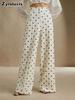 Wide Leg Pants for Women - Dot Casual High Waist Trousers