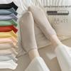 Women's Odor-Resistant Cotton Crew Socks - Breathable, Sweat-Absorbent, Solid Colors for Spring & Autumn