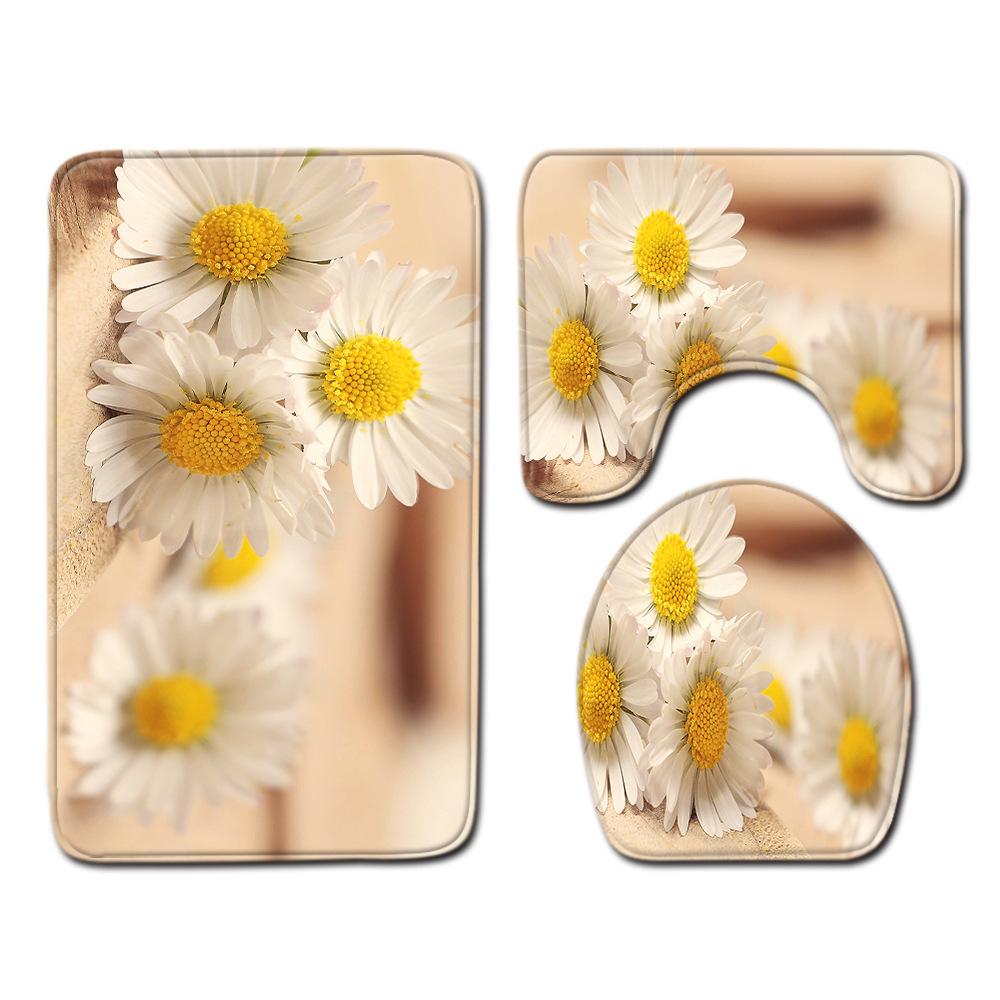Small Fresh Bathroom Toilet Three-Piece Floor Mat Kitchen Non-Slip Door Mat Bedroom Carpet