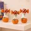 Spooky Holiday Decoration Halloween Ghost Figurine, Cute Sitting on Pumpkin Holding Candy Dark Sweet Room Decor Statue, Resin Table Ornament