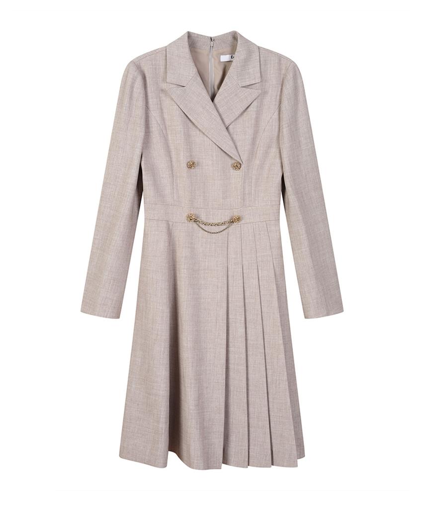 ECOLEDEPARIS Double-Button Pleated Hem Dress_Pb2Ywoa013Z