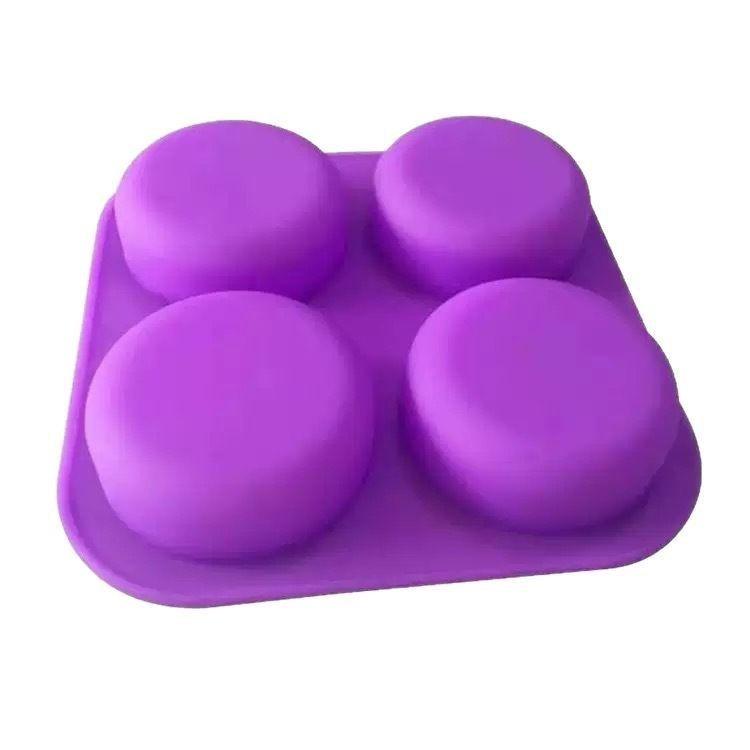 

4 Cavity Reusable Soap Molds Tray Silicone Round Circles Soap Molds DIY Handmade Craft Cake Decorating Tools