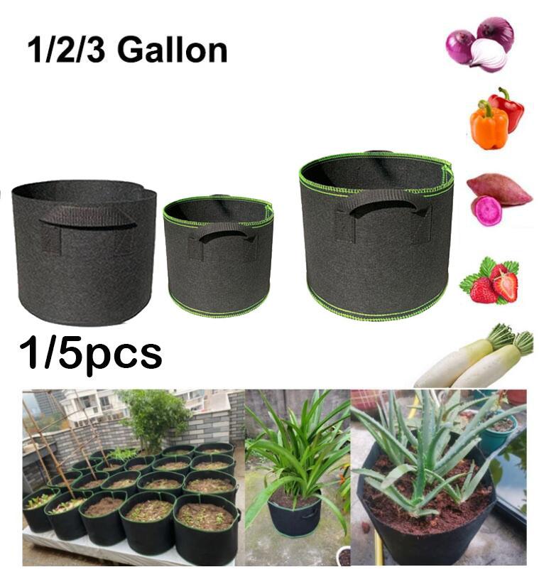 1gal 2gal 3 Gallon Plant Grow Bags Flower Planter Pots Non Woven Fabric Nursery Flower Tree Planting Bag Growth For Veg