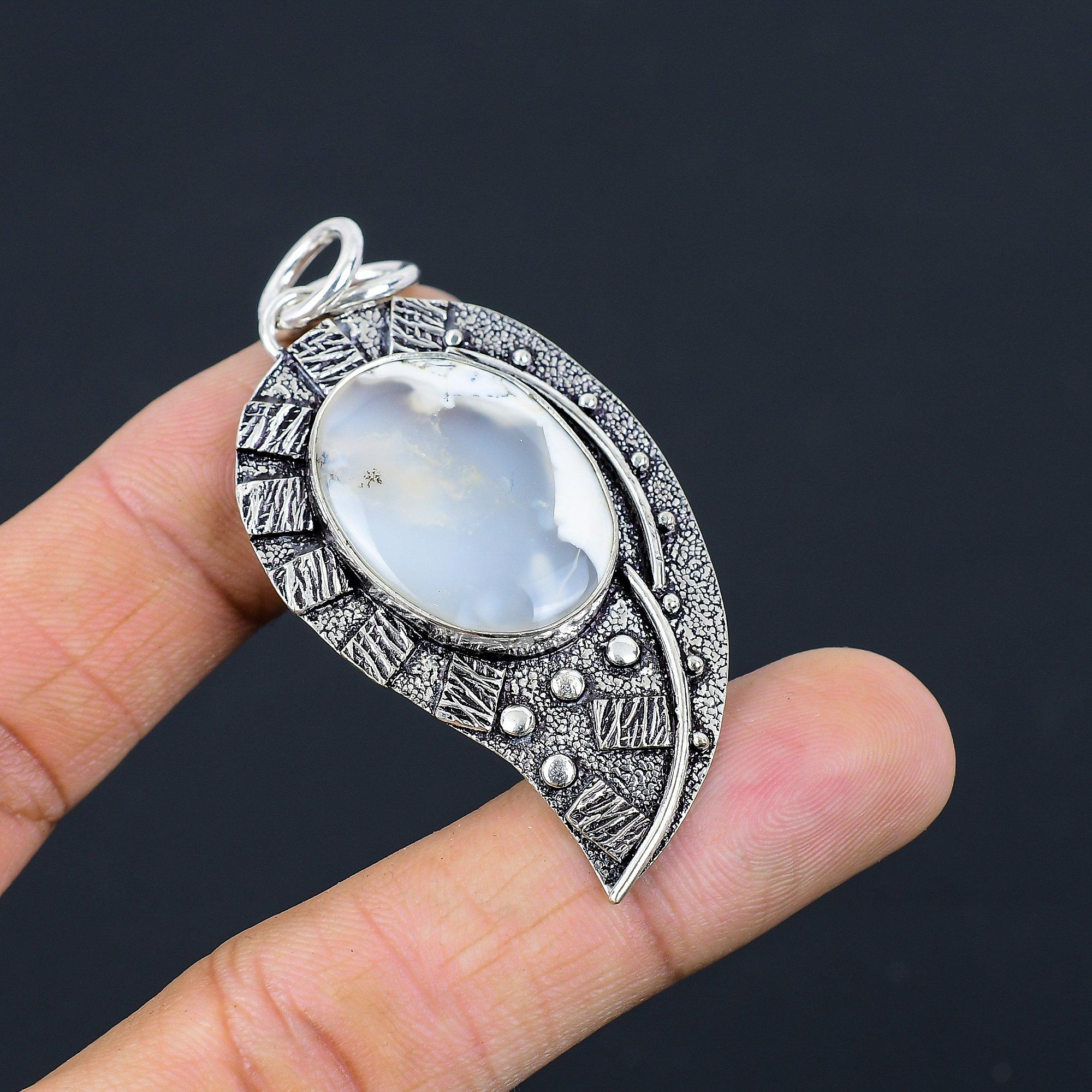 

Oval Natural Dendrite Opal Sterling Silver Unique Handcrafted Sister New Pendant